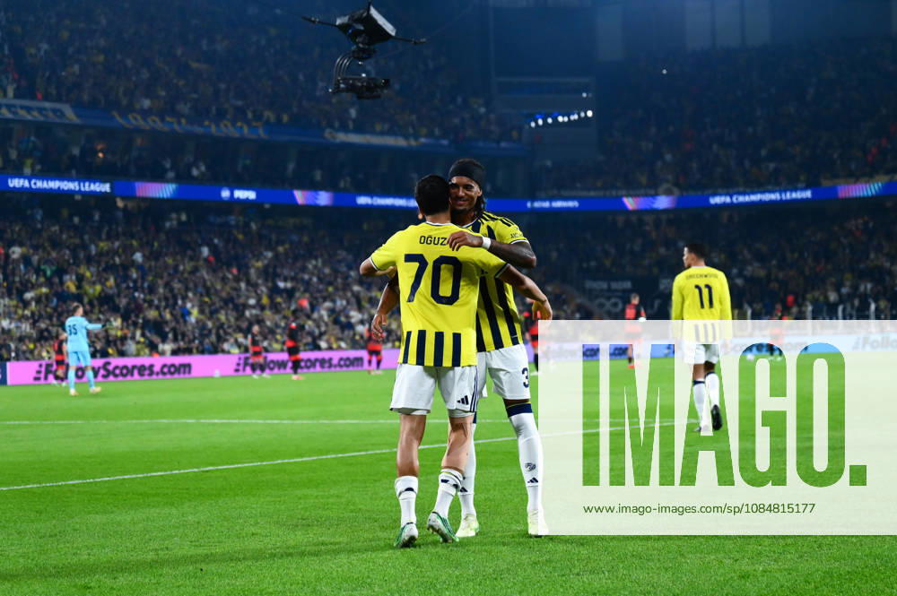 Fenerbahce v Slavia Praha - UEFA Champions League ISTANBUL, TURKIYE - OCTOBER 20: Oguz Aydin (70) of Fenerbahce celebrates with his teammates after scoring a goal during the UEFA Champions League Week 3 match between Fenerbahce and Slavia Praha at Chobani Stadium, on October 20, 2026 in Istanbul, Turkiye. Arif Hudaverdi Yaman Anadolu Istanbul Turkey. Editorial use only. Please get in touch for any other usage.