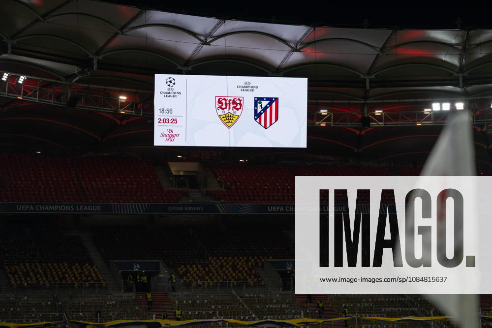 GER, Fussball, Herren, UEFA Champions League, Saison 2026 2027, 3. Spieltag, VfB Stuttgart vs. Atletico Madrid Vor Spielbeginn, Anzeigetafel, Begegnung. Stuttgart MHP Arena Baden-Württemberg Deutschland