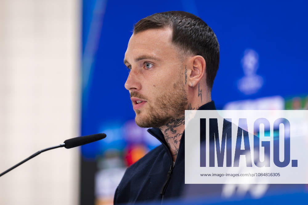 RB Leipzig Training Session And press conference, PK, Pressekonferenz - UEFA Champions League 2026 27 League Phase MD3 MADRID, SPAIN - OCTOBER 20: David Raum of RB Leipzig speaks during the press conference on day ahead of the UEFA Champions League 2026 27 League Phase MD3 at Estadio Bernabeu on October 20, 2026 in Madrid, Spain. Madrid Estadio Bernabeu Madrid Spain