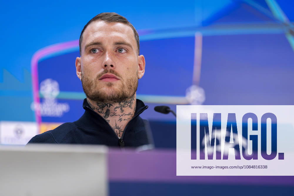 RB Leipzig Training Session And press conference, PK, Pressekonferenz - UEFA Champions League 2026 27 League Phase MD3 MADRID, SPAIN - OCTOBER 20: David Raum of RB Leipzig speaks during the press conference on day ahead of the UEFA Champions League 2026 27 League Phase MD3 at Estadio Bernabeu on October 20, 2026 in Madrid, Spain. Madrid Estadio Bernabeu Madrid Spain