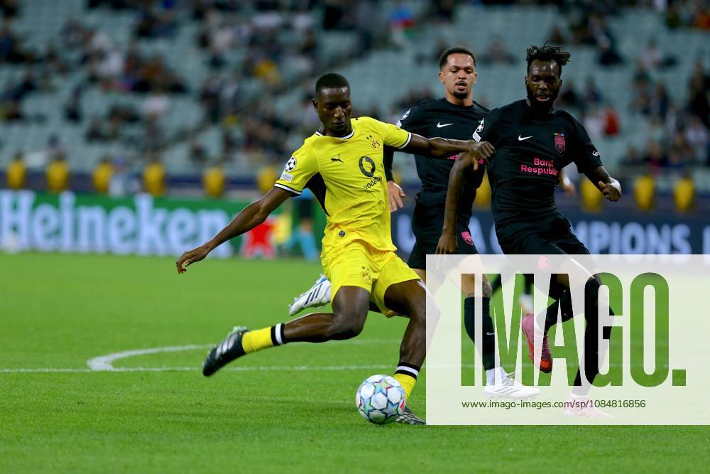 Sabah FC v Borussia Dortmund - UEFA Champions League BAKU, AZERBAIJAN - OCTOBER 20: Serhou Cuirsassy of Borussia Dortmund in action during UEFA Champions League week 3 football match between Sabah FC and Borussia Dortmund at Baku Olympic Stadium in Baku, Azerbaijan on October 20, 2026. Resul Rehimov Anadolu Baku Azerbaijan. Editorial use only. Please get in touch for any other usage.