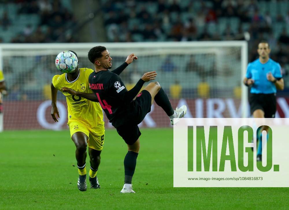 Sabah FC v Borussia Dortmund - UEFA Champions League BAKU, AZERBAIJAN - OCTOBER 20: Serhou Cuirsassy of Borussia Dortmund in action during UEFA Champions League week 3 football match between Sabah FC and Borussia Dortmund at Baku Olympic Stadium in Baku, Azerbaijan on October 20, 2026. Resul Rehimov Anadolu Baku Azerbaijan. Editorial use only. Please get in touch for any other usage.