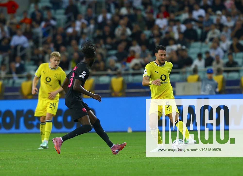 Sabah FC v Borussia Dortmund - UEFA Champions League BAKU, AZERBAIJAN - OCTOBER 20: Ramy Bensabaini of Borussia Dortmund in action during UEFA Champions League week 3 football match between Sabah FC and Borussia Dortmund at Baku Olympic Stadium in Baku, Azerbaijan on October 20, 2026. Resul Rehimov Anadolu Baku Azerbaijan. Editorial use only. Please get in touch for any other usage.