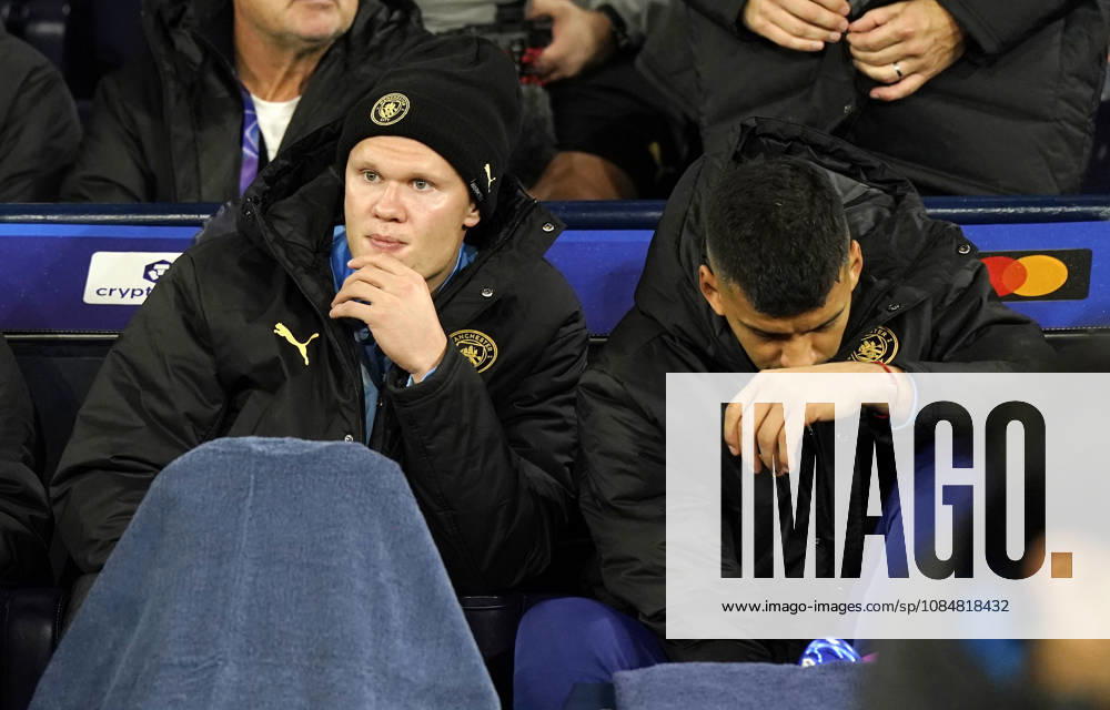 Manchester, England, 20th October 2026. Erling Haaland of Manchester City starts the game on the bench during the Manchester City vs AEK Athens UEFA Champions League match at the Etihad Stadium, Manchester. Picture credit should read: Andrew Yates Sportimage . SPI_020_AY_ManCity__Athens SPI-5090-0020