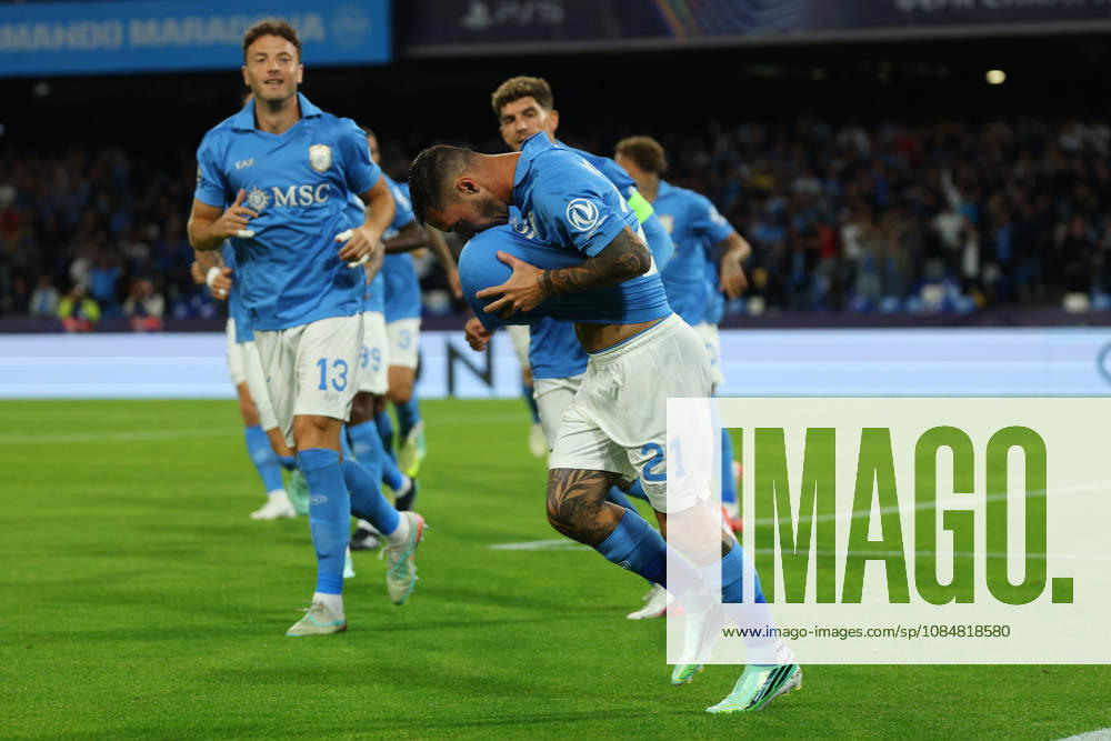 Napoli’s Matteo Politano celebrates after scoring goal 1-0 during the UEFA Champions League football match between Napoli vs Bodo Glimt - Champions League 2026 2027 - Diego Armando Maradona stadium October 20, 2026 Naples, Italy soccer