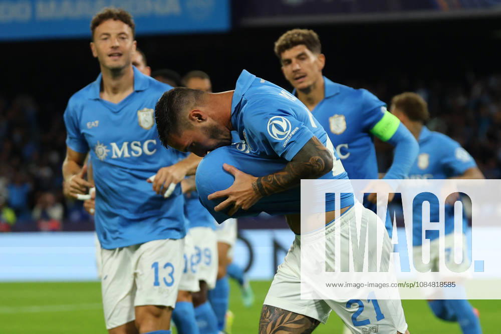 Napoli’s Matteo Politano celebrates after scoring goal 1-0 during the UEFA Champions League football match between Napoli vs Bodo Glimt - Champions League 2026 2027 - Diego Armando Maradona stadium October 20, 2026 Naples, Italy soccer