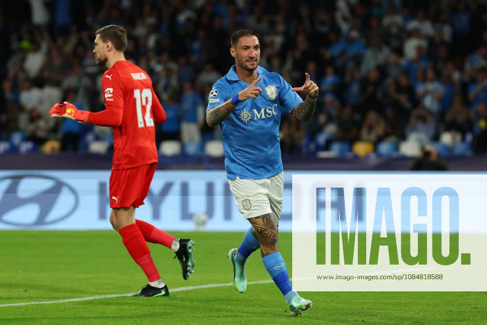 Napoli’s Matteo Politano celebrates after scoring goal 1-0 during the UEFA Champions League football match between Napoli vs Bodo Glimt - Champions League 2026 2027 - Diego Armando Maradona stadium October 20, 2026 Naples, Italy soccer