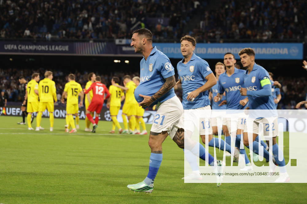 Champions League match SSC Napoli vs Bodo Glimt Napoli s Italian forward Matteo Politano celebrates after scoring a goal of 1-0 during the Uefa champions league match between SSC Napoli vs Bodo Glimt at the Diego Armando Maradona Stadium in Naples on October 20, 2026. ABP13172