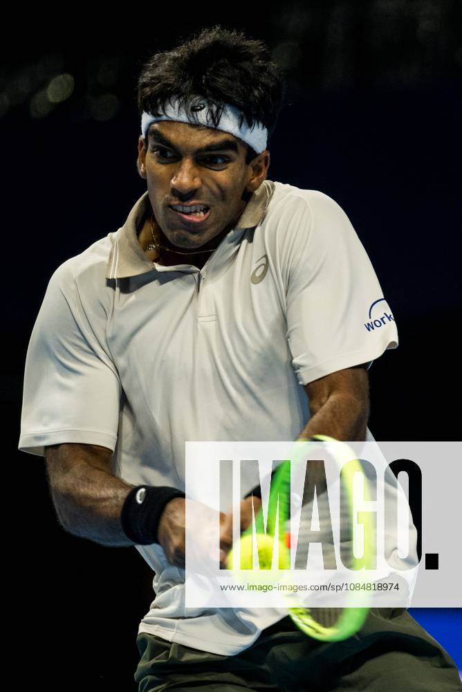 Nishesh Basavareddy of the United States pictured in action during the European Open ATP, Tennis Herren tennis tournament in Brussels, on Tuesday 20 October. This year s edition of the tournament is taking place from 17 to 25 October JASPERxJACOBS x190421378x