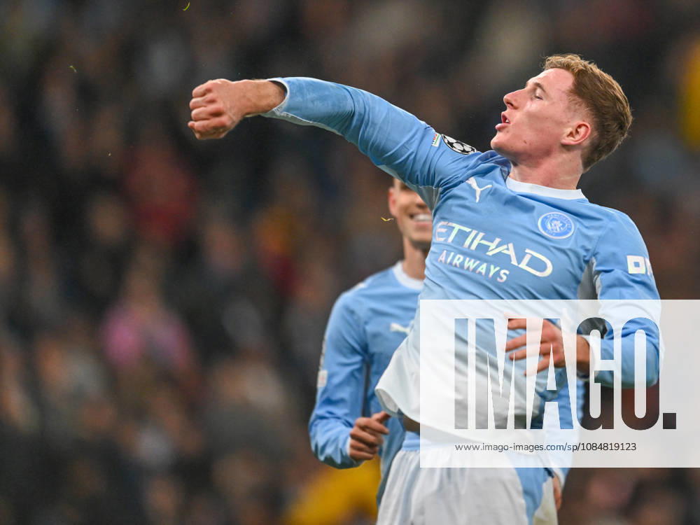 Manchester City v AEK Athens UEFA Champions League Elliot Anderson of Manchester City celebrates after scoring his teams first goal during the UEFA Champions League match at the Etihad Stadium, Manchester 20 10 2026 UK Newspapers OUT