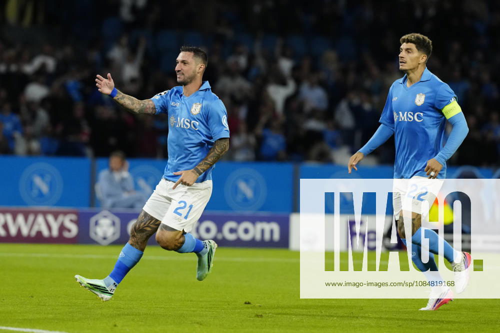 SSC Napoli v FK Bodo Glimt - UEFA Champions League Matteo Politano of SSC Napoli celebrates after scoring during the UEFA Champions League match between SSC Napoli and FK Bodo Glimt at Diego Armando Maradona Stadium Naples Italy on 20 October 2026. Naples Campania Italy