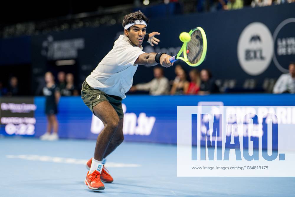 Nishesh Basavareddy of the United States pictured in action during the European Open ATP, Tennis Herren tennis tournament in Brussels, on Tuesday 20 October. This year s edition of the tournament is taking place from 17 to 25 October JASPERxJACOBS x190421832x