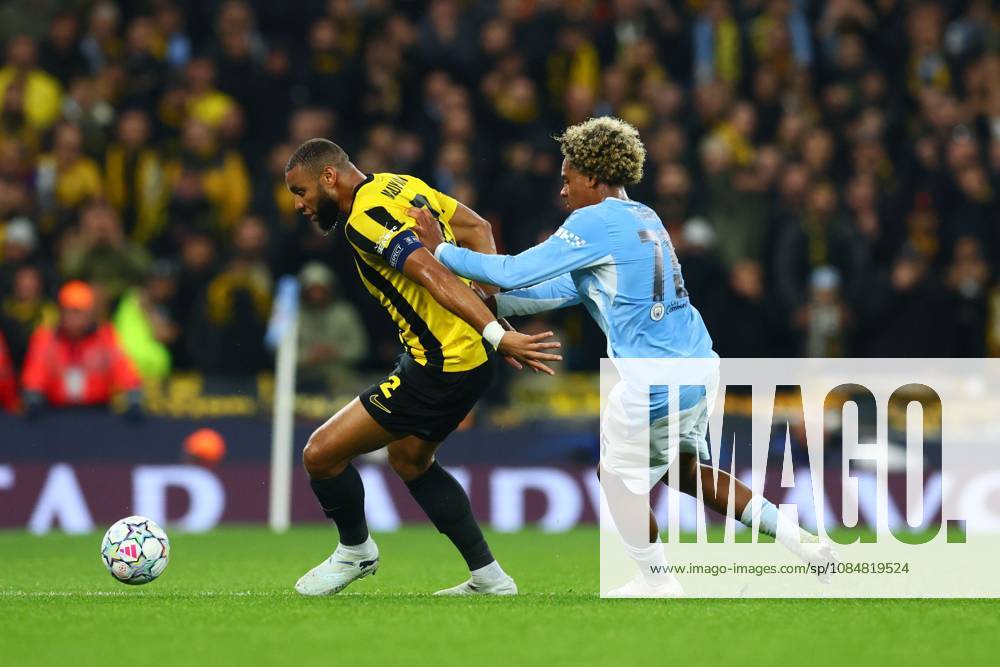 Harold Moukoudi of AEK Athens and Floyd Samba of Manchester City Manchester City v AEK Athens, UEFA Champions League, Football, Etihad Stadium, Manchester, UK - 20 Oct 2026Manchester Etihad Stadium United Kingdom