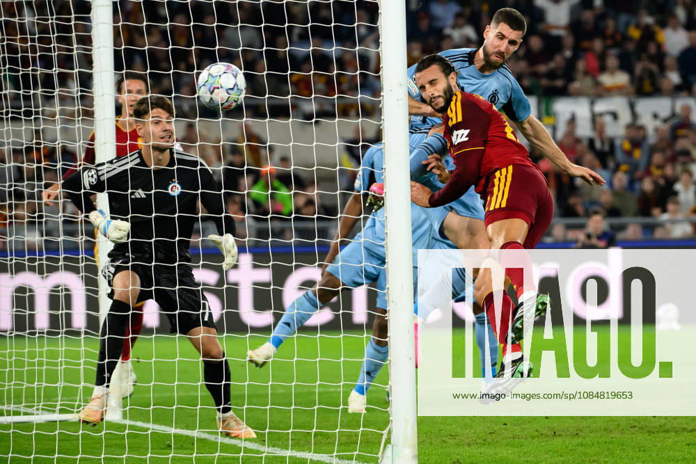 Mario Hermoso of AS Roma scores the goal of 1-0 during the UEFA Champions League 2026 2027 football match between AS Roma and Slovan Bratislava at Stadio Olimpico in Rome (Italy), October 20, 2026. AndreaxStaccioli
