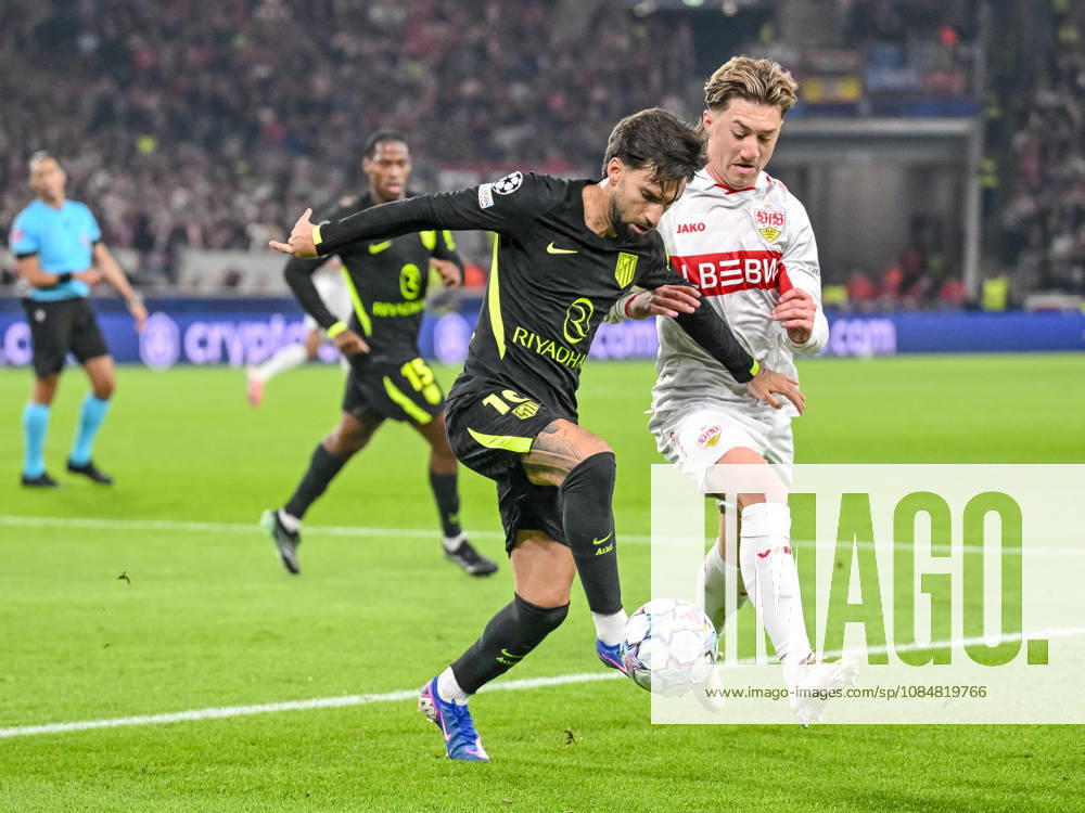 Alex Baena (Atletico Madrid) and Angelo Stiller (VfB Stuttgart) battle for the ball during the UEFA Champions League 2026 2027 match between Stuttgart and Atlético de Madrid at Arena Stuttgart on October 20, 2026 in Stuttgart, Germany. (Photo by Harry Langer DeFodi Images) -
