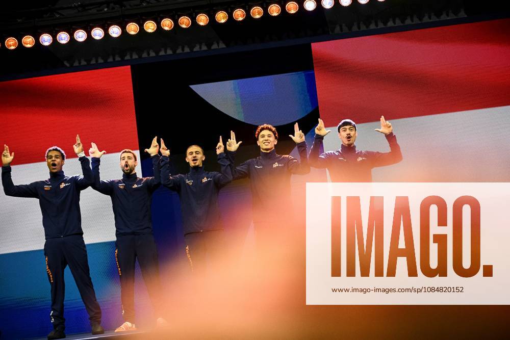 Netherlands Artistic Gymnastics World Championships 9269241 20.10.2026 Athletes of the Netherlands pose before the men s team final of the 2026 World Artistic Gymnastics Championships in Rotterdam, the Netherlands. Alexey Filippov Sputnik Rotterdam Netherlands