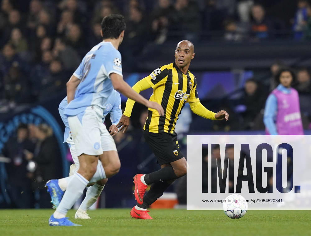 Manchester, England, 20th October 2026. Joao Mario of AEK Athens in action during the Manchester City vs AEK Athens UEFA Champions League match at the Etihad Stadium, Manchester. Picture credit should read: Andrew Yates Sportimage . SPI_032_AY_ManCity__Athens SPI-5090-0032