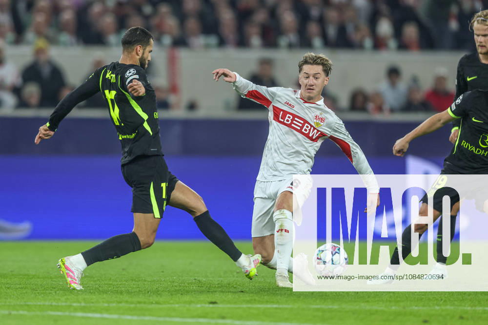 GER, Stuttgart, VfB Stuttgart vs Atletico Madrid, Fussball, UEFA, Spielzeit 2026 2027, Champions League, MHP-Arena, 3. Spieltag im Bild v.l.: David Hancko (Atletico Madrid 17), Angelo Stiller (VfB Stuttgart 6) DFB DFL REGULATIONS PROHIBIT ANY USE OF PHOTOGRAPHS AS IMAGE SEQUENCES AND OR QUASI-VIDEO, 200.2026