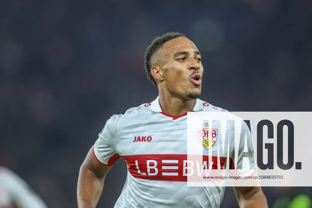 GER, Stuttgart, VfB Stuttgart vs Atletico Madrid, Fussball, UEFA, Spielzeit 2026 2027, Champions League, MHP-Arena, 3. Spieltag im Bild v.l.: Jamie Leweling (VfB Stuttgart 18), Tor, Jubel und Freude, Emotionen, Goal scored,gol, 1:0 DFB DFL REGULATIONS PROHIBIT ANY USE OF PHOTOGRAPHS AS IMAGE SEQUENCES AND OR QUASI-VIDEO, 200.2026