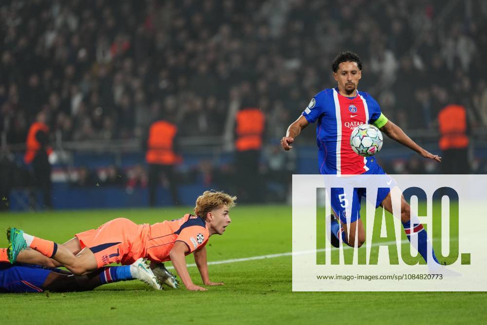Marquinhos of PSG clears a goalbound effort from Fermin Lopez of Barcelona Paris Saint-Germain v Barcelona, UEFA Champions League, Football, Parc des Princes, Paris, France - 20 Oct 2026Paris Parc des Princes France