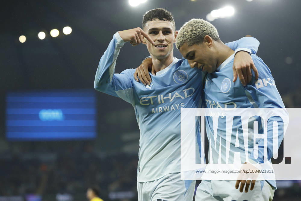 Manchester City v AEK Athens - UEFA Champions League 2026 27 League Phase MD3 Phil Foden and Rico Lewis of Manchester City celebrate 2nd goal during the UEFA Champions League 2026 27 League Phase MD3 match between Manchester City and AEK Athens at City of Manchester Stadium on October 20, 2026 in Manchester, England. Manchester City of Manchester Stadium England United Kingdom