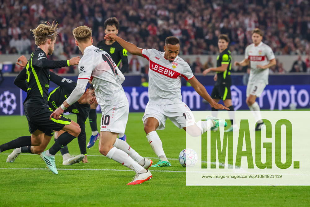 VfB Stuttgart - Atletico Madrid Deutschland, Stuttgart, 20.10.2026, Fussball, UEFA Champions League, Saison 2026 2027, VfB Stuttgart - Atletico Madrid: Jamie Leweling (VfB Stuttgart); Tor 1:0 Leweling.