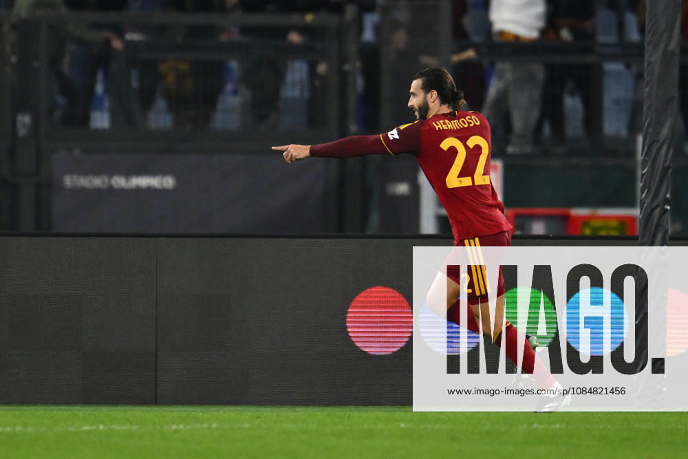 20th October 2026; Stadio Olimpico, Rome, Italy; UEFA Champions League Football, Roma versus Slovan Bratislava; Mario Hermoso of Roma celebrates after scoring the goal for 1-0 DomenicoxCippitelli