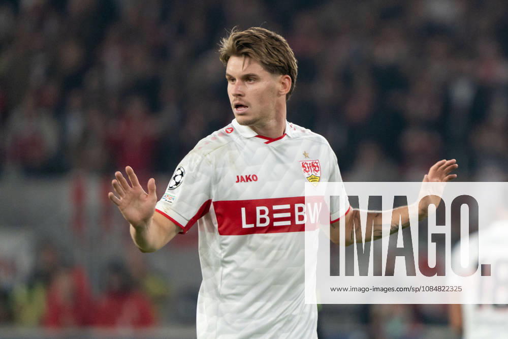 Ramon Hendriks (VfB Stuttgart, 03) Geste, Mimik, Zeichen, GER, VfB Stuttgart vs. AtlÃ tico Madrid, Fussball, UEFA Champions League, Spieltag 3, Spielzeit 2026 2027, 20.10.2026, GER, VfB Stuttgart vs. AtlÃ tico Madrid, Fussball, UEFA Champions League, Spieltag 3, Spielzeit 2026 2027, 20.10.2026, Stuttgart