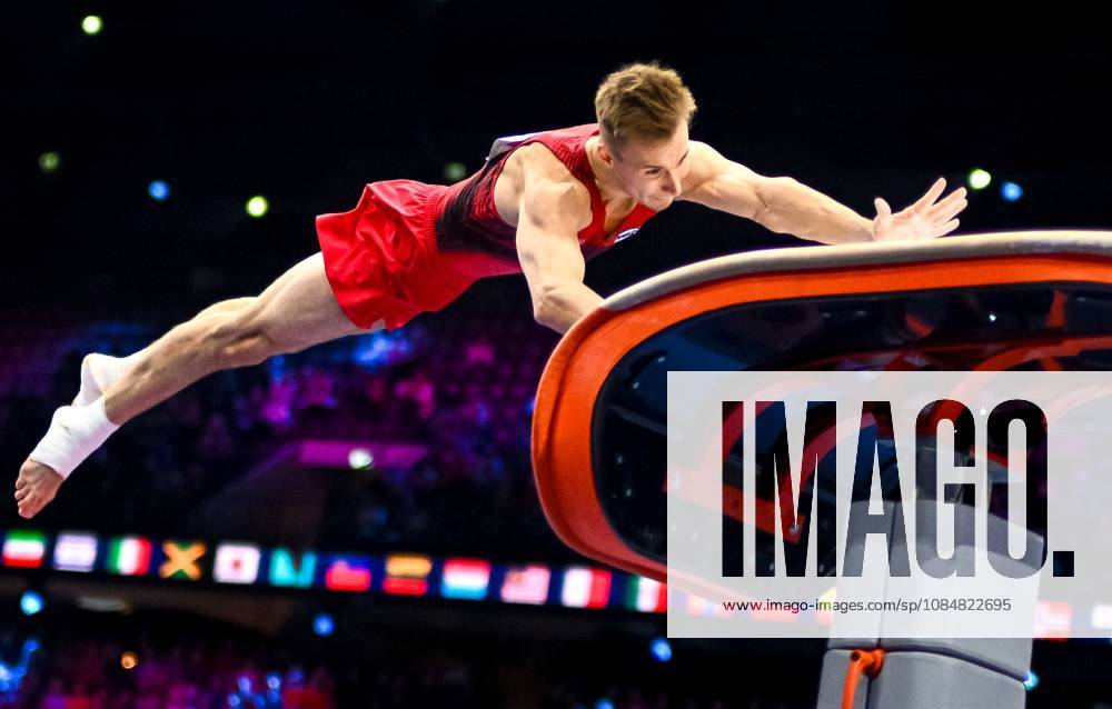 Netherlands Artistic Gymnastics World Championships 9269257 20.10.2026 Daniel Marinov of Team World Gymnastics Neutral Athletes 2 competes on the vault during the men s team final of the 2026 World Artistic Gymnastics Championships in Rotterdam, the Netherlands. Alexey Filippov Sputnik Rotterdam Netherlands