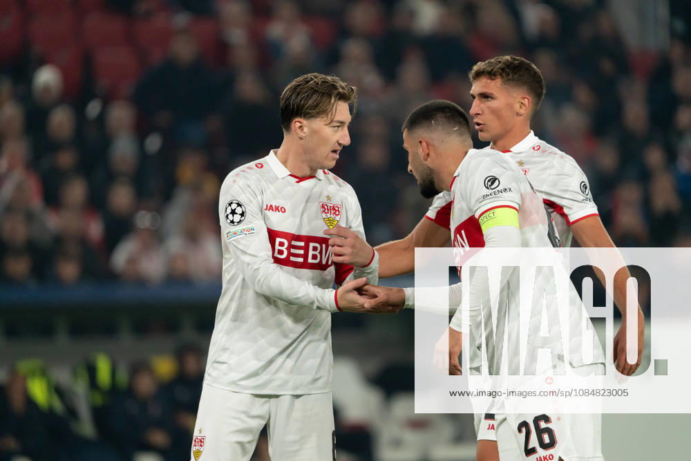 Angelo Stiller (VfB Stuttgart, 06), Deniz Undav (VfB Stuttgart, 26), Grischa Prömel (VfB Stuttgart, 21), GER, VfB Stuttgart vs. Atlà tico Madrid, Fussball, UEFA Champions League, Spieltag 3, Spielzeit 2026 2027, 20.10.2026, GER, VfB Stuttgart vs. Atlà tico Madrid, Fussball, UEFA Champions League, Spieltag 3, Spielzeit 2026 2027, 20.10.2026, Stuttgart