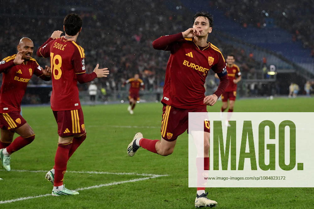 As Roma 20 10 2026 - Champions League Roma-Slovan Bratislava foto Antonello Sammarco Image nella foto: esultanza gol Niccolo Pisilli