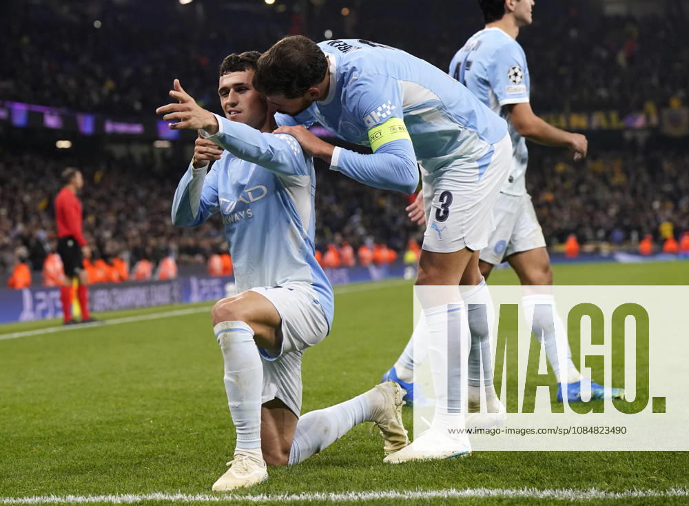 Manchester, England, 20th October 2026. Phil Foden of Manchester City celebrates scoring their fourth goal during the Manchester City vs AEK Athens UEFA Champions League match at the Etihad Stadium, Manchester. Picture credit should read: Andrew Yates Sportimage . SPI_047_AY_ManCity__Athens SPI-5090-0047