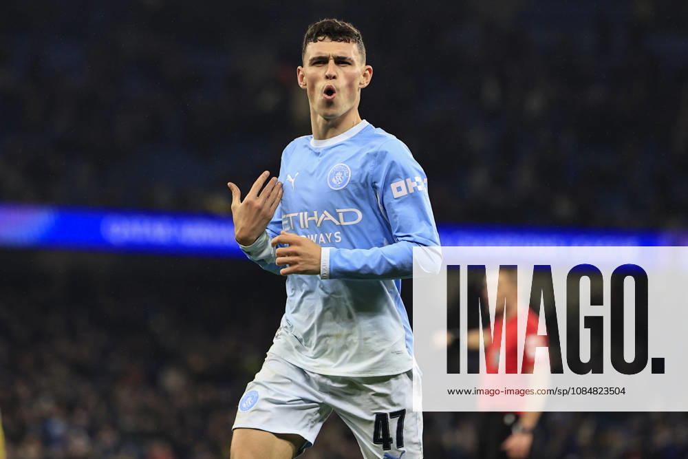 Manchester City v AEK Athens, Champions League Phil Foden (47) of Manchester City celebrates scoring to make it 4-1 during the Champions League match between Manchester City and AEK Athens at the Etihad Stadium, Manchester, UK on 20 October 2026. Manchester Etihad Stadium Manchester UK Editorial use only ,