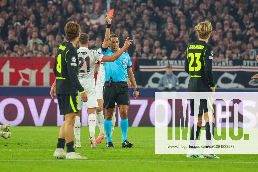 VfB Stuttgart - Atletico Madrid Deutschland, Stuttgart, 20.10.2026, Fussball, UEFA Champions League, Saison 2026 2027, VfB Stuttgart - Atletico Madrid: Morten Hjulmand (Atletico Madrid); rote Karte.