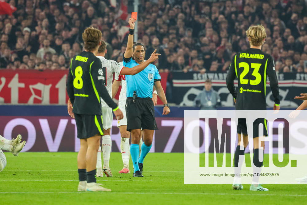 VfB Stuttgart - Atletico Madrid Deutschland, Stuttgart, 20.10.2026, Fussball, UEFA Champions League, Saison 2026 2027, VfB Stuttgart - Atletico Madrid: Morten Hjulmand (Atletico Madrid); rote Karte.