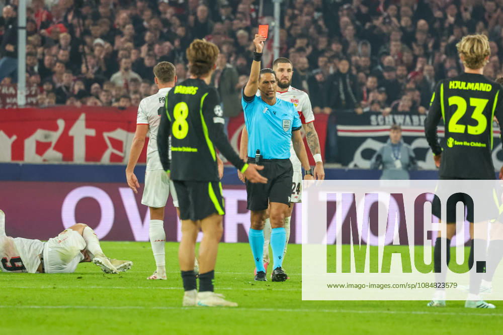 VfB Stuttgart - Atletico Madrid Deutschland, Stuttgart, 20.10.2026, Fussball, UEFA Champions League, Saison 2026 2027, VfB Stuttgart - Atletico Madrid: Morten Hjulmand (Atletico Madrid); rote Karte.