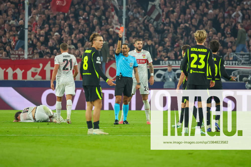 VfB Stuttgart - Atletico Madrid Deutschland, Stuttgart, 20.10.2026, Fussball, UEFA Champions League, Saison 2026 2027, VfB Stuttgart - Atletico Madrid: Morten Hjulmand (Atletico Madrid); rote Karte.