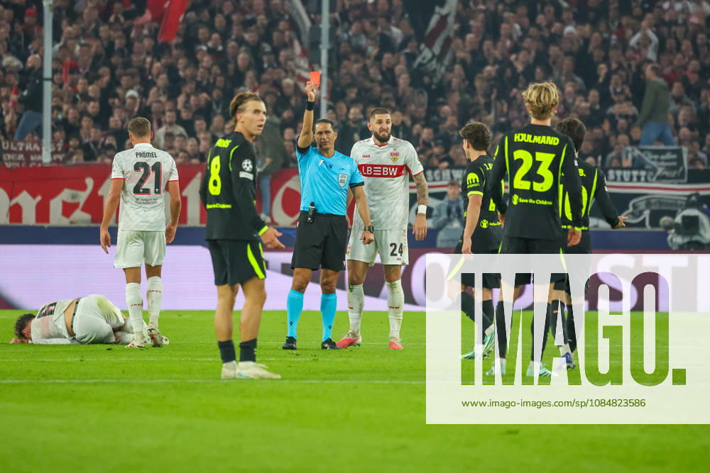 VfB Stuttgart - Atletico Madrid Deutschland, Stuttgart, 20.10.2026, Fussball, UEFA Champions League, Saison 2026 2027, VfB Stuttgart - Atletico Madrid: Morten Hjulmand (Atletico Madrid); rote Karte.