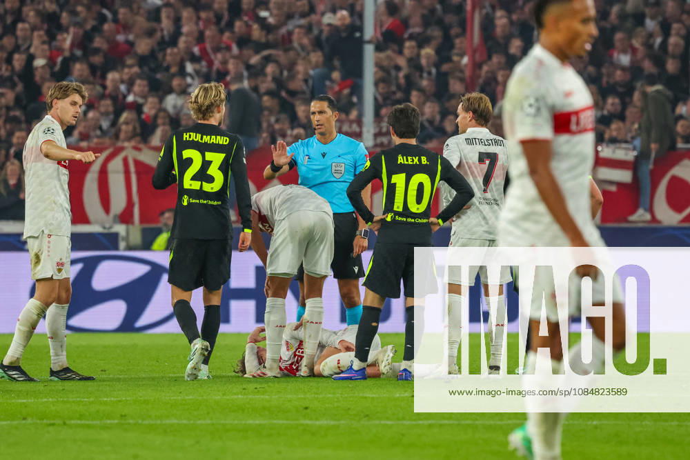 VfB Stuttgart - Atletico Madrid Deutschland, Stuttgart, 20.10.2026, Fussball, UEFA Champions League, Saison 2026 2027, VfB Stuttgart - Atletico Madrid: Morten Hjulmand (Atletico Madrid); rote Karte.