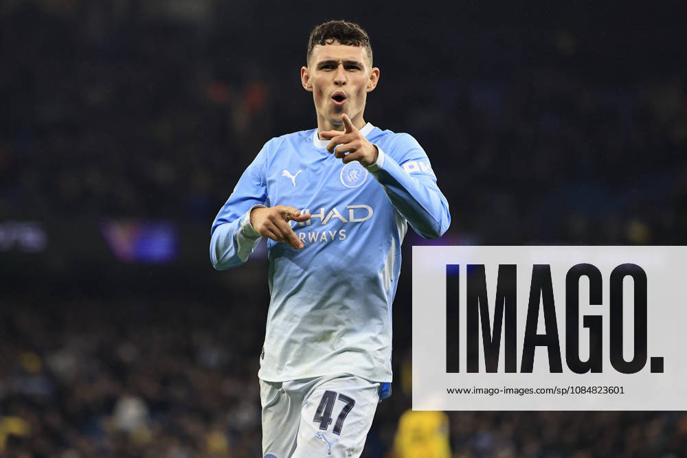 Manchester City v AEK Athens, Champions League Phil Foden (47) of Manchester City celebrates scoring to make it 4-1 during the Champions League match between Manchester City and AEK Athens at the Etihad Stadium, Manchester, UK on 20 October 2026. Manchester Etihad Stadium Manchester UK Editorial use only ,