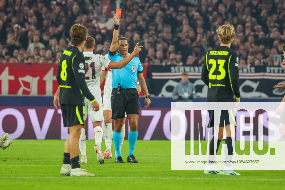 VfB Stuttgart - Atletico Madrid Deutschland, Stuttgart, 20.10.2026, Fussball, UEFA Champions League, Saison 2026 2027, VfB Stuttgart - Atletico Madrid: Morten Hjulmand (Atletico Madrid); rote Karte.