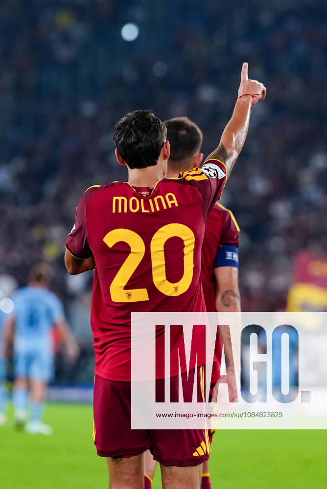 AS Roma v SK Slovan Bratislava - UEFA Champions League 2026 27 League Phase MD3 Nahuel Molina of AS Roma celebrates after scoring second goal during the AS Roma v SK Slovan Bratislava. - UEFA Champions League 2026 27 League Phase MD3 at Stadio Olimpico on October 20, 2026 in Rome, Italy Rome Stadio Olimpico Lazio Italy