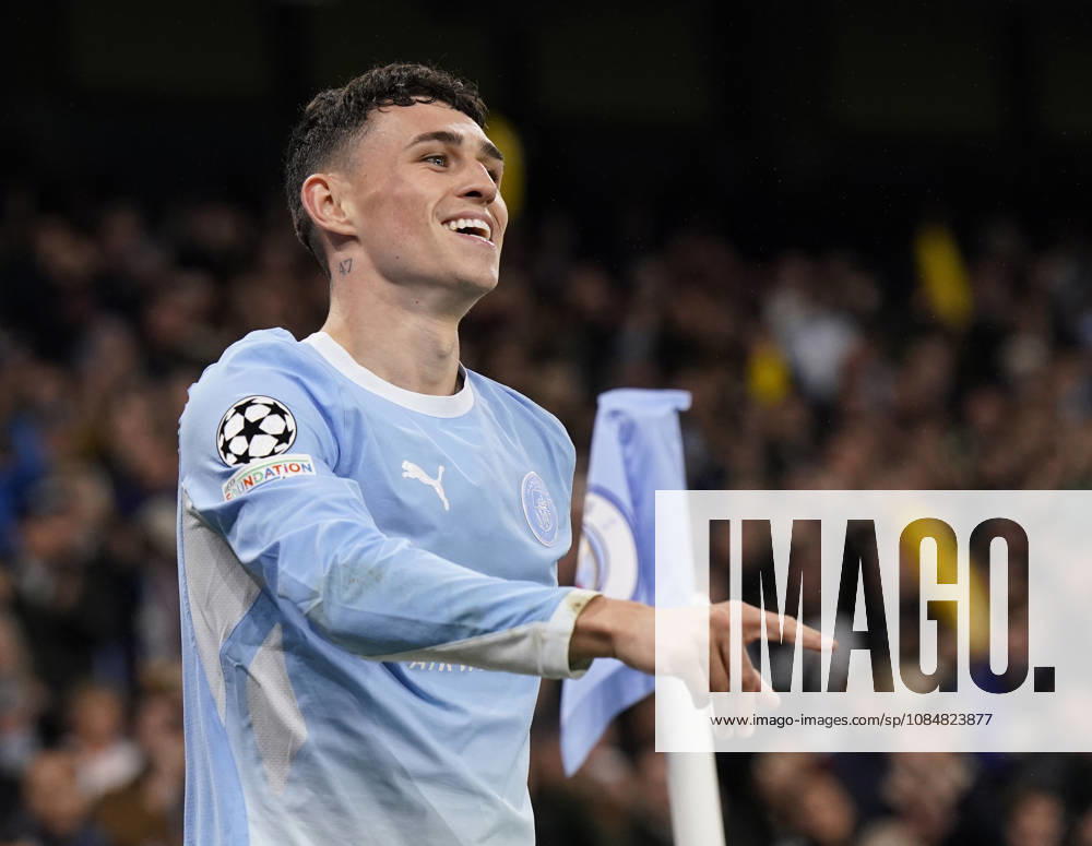 Manchester, England, 20th October 2026. Phil Foden of Manchester City celebrates scoring their fourth goal during the Manchester City vs AEK Athens UEFA Champions League match at the Etihad Stadium, Manchester. Picture credit should read: Andrew Yates Sportimage . SPI_051_AY_ManCity__Athens SPI-5090-0051