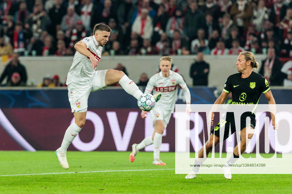 Ermedin Demirovic (VfB Stuttgart, 9) controls the ball during the UEFA Champions League match between VfB Stuttgart vs. Atletico de Madrid at Arena Stuttgart on matchday 3 of the UEFA Champions League on October 20, 2026 in Stuttgart, Germany. Baden-Wuerttemberg Germany