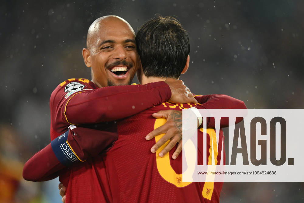 AS Roma v Slovan Bratislava - UEFA Champions League ROME, ITALY - OCTOBER 20 : Nicolo’ Pisilli of AS Roma celebrates after scoring a goal during the Champions League match between AS Roma and Slovan Bratislava at Stadio Olimpico on October 20 ,2026 in Rome, Italy. Claudio Pasquazi Anadolu Rome Italy. Editorial use only. Please get in touch for any other usage.