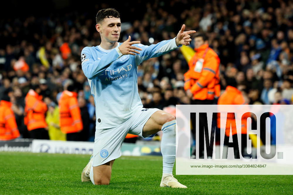 Manchester City v AEK Athens - UEFA Champions League 2026 27 League Phase MD3 Phil Foden of Manchester City celebrates his hat-trick goal during the UEFA Champions League 2026 27 League Phase MD3 match between Manchester City and AEK Athens at City of Manchester Stadium on October 20, 2026 in Manchester, England. Manchester City of Manchester Stadium England United Kingdom