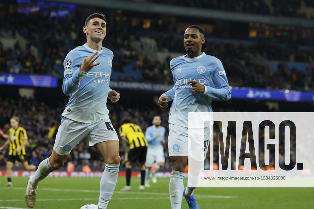 Manchester City v AEK Athens - UEFA Champions League 2026 27 League Phase MD3 Phil Foden of Manchester City celebrates his hat-trick goal during the UEFA Champions League 2026 27 League Phase MD3 match between Manchester City and AEK Athens at City of Manchester Stadium on October 20, 2026 in Manchester, England. Manchester City of Manchester Stadium England United Kingdom