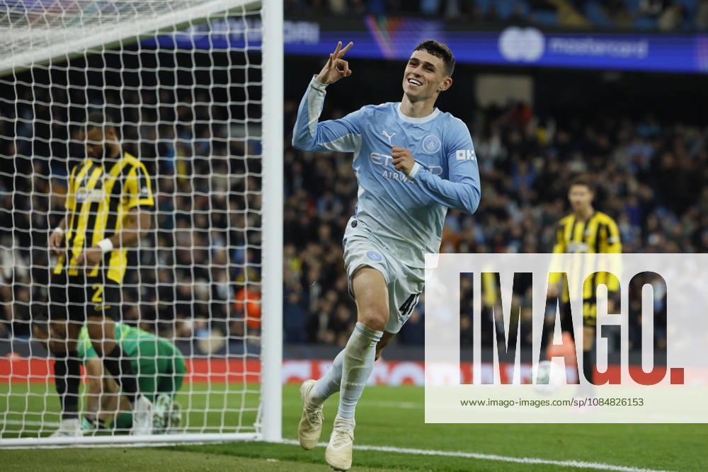 Manchester City v AEK Athens - UEFA Champions League 2026 27 League Phase MD3 Phil Foden of Manchester City celebrates his hat-trick goal during the UEFA Champions League 2026 27 League Phase MD3 match between Manchester City and AEK Athens at City of Manchester Stadium on October 20, 2026 in Manchester, England. Manchester City of Manchester Stadium England United Kingdom