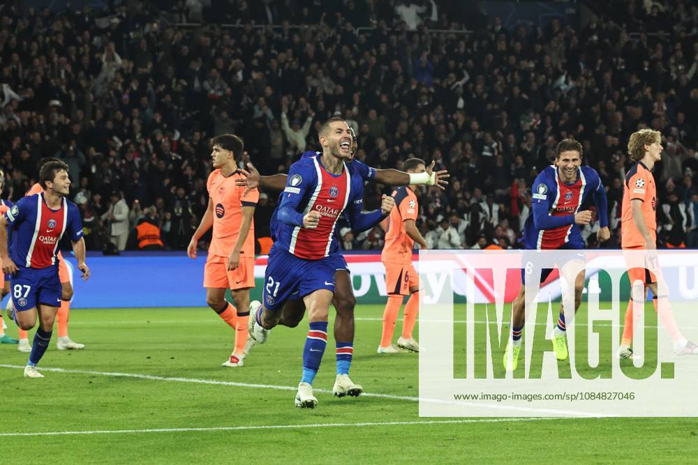 PSG BARCELONE PHOTOPQR LE PARISIEN LP Fred Dugit ; Paris ; 20 10 2026 ; Sports Parc des Princes à Paris (XVIe), le 20 10 2026 Ligue des champions de football PSG-Barcelone joie but Lucas Hernandez LP Fred Dugit CHAMPIONS LEAGUE ; PSG BARCELONA