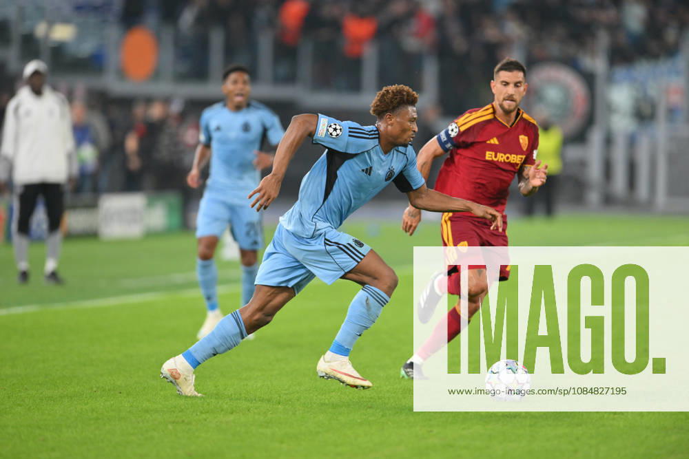 20th October 2026; Stadio Olimpico, Rome, Italy; UEFA Champions League Football, Roma versus Slovan Bratislava; Lorenzo Pellegrini of Roma under pressure from Rahim Ibrahim of Slovan Bratislava AllShotLive